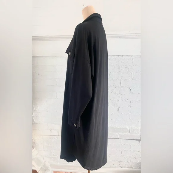 Electric And Rose Hamlin Black Sweatshirt Long Shacket Button Down Jacket NWT - Picture 8 of 12